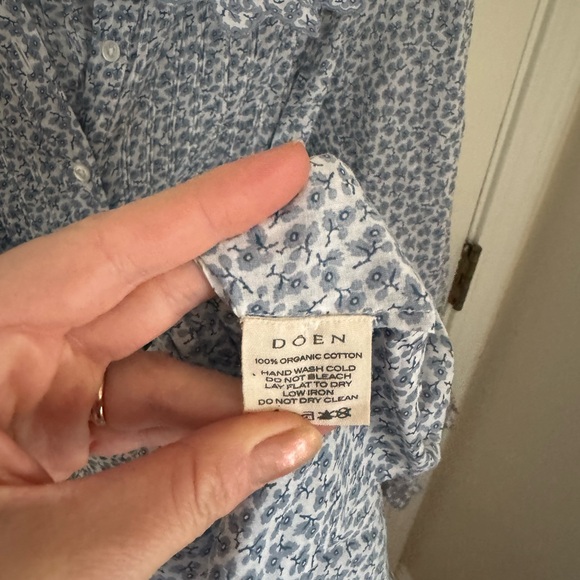 Doen button up Blue Floral Long Sleeve Dress - Picture 4 of 5